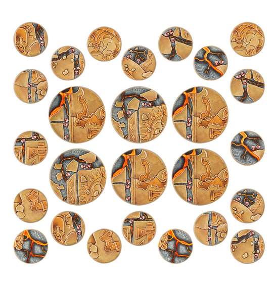 Warhammer Age of Sigmar: Shattered Dominion 40mm & 65mm Round Bases. Окрашенные основания (базы).