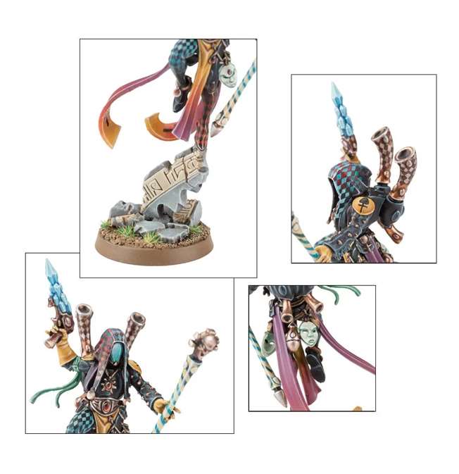 Warhammer 40000: Harlequin Shadowseer. Окрашенная миниатюра в сборе, элементы.