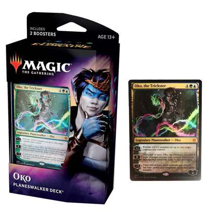 Magic: The Gathering: Throne of Eldraine. Planeswalker Deck. Rowan, Fearless Sparkmage. Коробка и карта