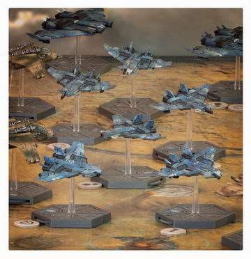 Aeronautica Imperialis: T'au Air Caste – Barracuda Fighters. Вигляд під час гри на полі битви