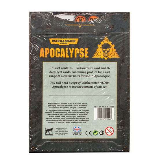 Warhammer 40000. Apocalypse Datasheet Cards: Necrons. Обратная сторона коробки