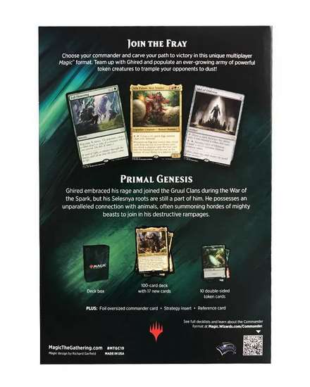 Magic: The Gathering. Commander 2019: Primal Genesis. Обратная сторона коробки